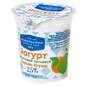 Йогурт питьевой Персик - груша 2,5% 200 г